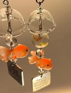 Transparent Glass Keychain Cute Goldfish Wind Chime Pendant Keyring Mobile Phone Lanyard Bag Decorative Chain Kawaii Key Chain - Aliexpress - FashionsVida
