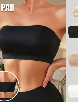 Piezas/Paquete Sujetador Bandeau Sexy sin Tirantes y sin Costuras para Mujer, Sujetador Bandeau sin Relleno y sin Alambres, Sujetador sin Espalda, Ade - Shein - FashionsVida