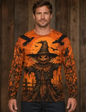 Halloween Theme Long Sleeve T-shirt For Men Jack-o'-Lantern Witch Ghost Design Party Novel Fashion Long Sleeve T Shirts Autumn - Aliexpress - FashionsVida