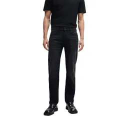 Mens Mid Rise Slim Fit Five Pocket Jeans In Charcoal - Black - Size 35w/36l