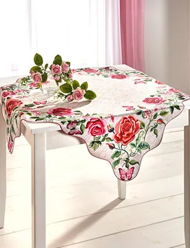 Schäfer Mitteldecke "Rosen" mit Languettenrand 85 x 85 cm Eldo - Schafer - FashionsVida