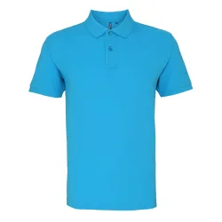 Mens Plain Short Sleeve Polo Shirt (Turquoise) Cotton - Size X-Large