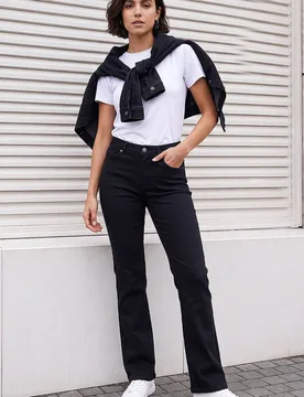 Women's Bootcut Stretch Jean in Black Size: 12 - Black - Size: 12 - Roman - FashionsVida