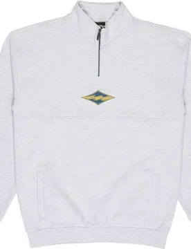 Sweat demi-zippé - Burleigh Mock Neck Sweatshirt Light Grey Heather en Coton - Taille M - Gris - Billabong - FashionsVida