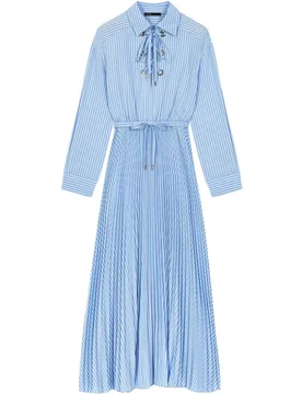 Vestido midi de rayas plisado - Maje - FashionsVida