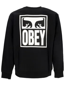 Felpa Leggera Girocollo Uomo Eyes Icon 2 Crew Premium French Terry Black - OBEY - FashionsVida