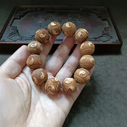 Camphor wood with beads Chinese cypress Bagua pattern Buddhist bead bracelet