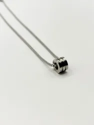 Mens Chain Necklace With Ring Charm - Silver Stainless Steel - One Size