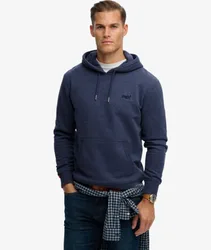 Superdry Herren Baumwolle Gesticktes Logo Essential Kapuzenpullover, Marineblau, Größe: XL
