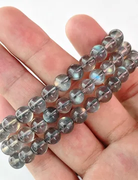 Grey Moonstone Labradorite Bracelet A Grade Blue Flash Gemstone Round Beaded Strand Stretch Crystal Wristband Women Accessories - Aliexpress - FashionsVida