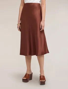 Falda midi línea a en raso línea en a - Motivi - FashionsVida