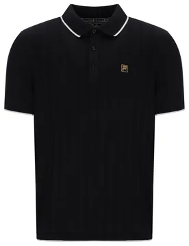 Black/ White Down Santino Drop Needle Knitted Polo - XS - FILA - FashionsVida