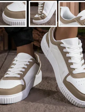 Zapatillas deportivas casuales unisex con cordones 36-45, zapatos blancos, suela blanda versátil, zapatos de skate para estudiantes, zapatos de parej - Shein - FashionsVida
