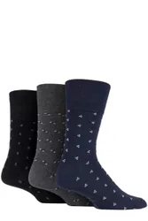 Mens 3 Pair Cotton Argyle Patterned and Striped Socks Micro Squares Black / Navy / Charcoal 6-11 Mens - Multi Coloured - Size: 6-11 Mens