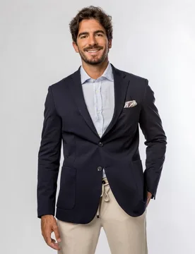 Americana de hombre soft slim liso en azul oscuro - Wickett Jones - FashionsVida