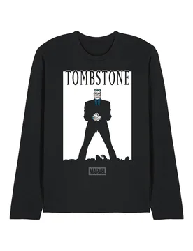 Unisex Spiderman Retro Tombstone Cover Long Sleeve T-Shirt, Black Size: Medium - Black - Size: M - Marvel - FashionsVida