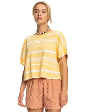 T-shirt à Manches Courtes Stripy Sand Flax Seaview Stripe Horizontal L - Roxy - FashionsVida