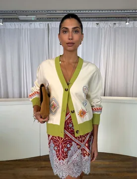Cardigan with Charms Embroidery Cream Mix female - Never Fully Dressed - FashionsVida