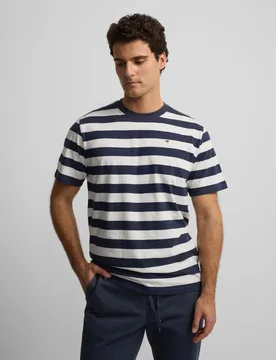 Camiseta minilogo rayas para hombre - Silbon - FashionsVida