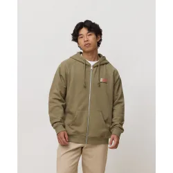 Sudadera con capucha de hombre de 100% algodón orgánico boost full zip olive green