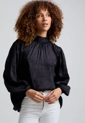 Molly Turtle Neck Animal Blouse In Black - 6