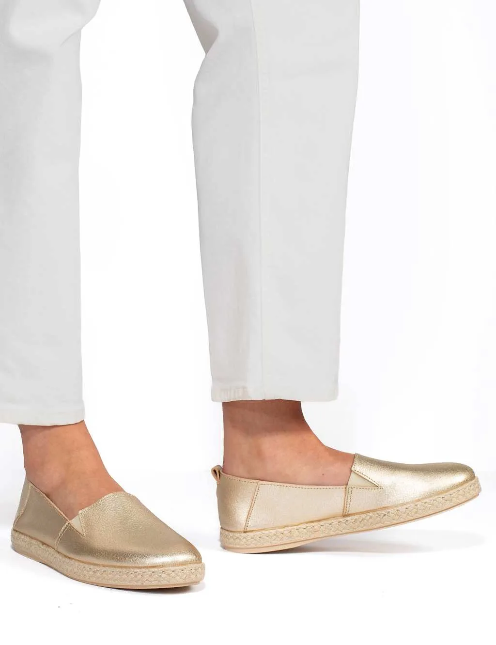 Suede Slip On Flat Espadrilles Gold female - Jones Bootmaker - FashionsVida