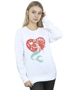 Women's The Little Mermaid Love Daddy Sweatshirt in White Size: 2XL - White - Size: 2XL - Disney - FashionsVida