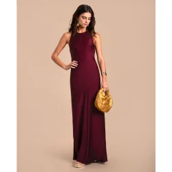 Vestido midi espalda descubierta y escote halter