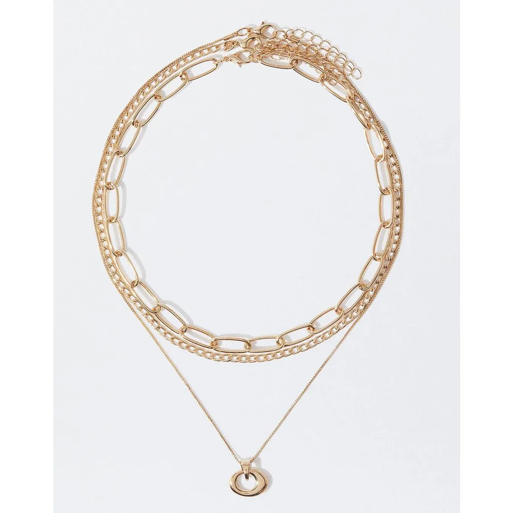 Collar doble de eslabones con abalorio en - Parfois - FashionsVida