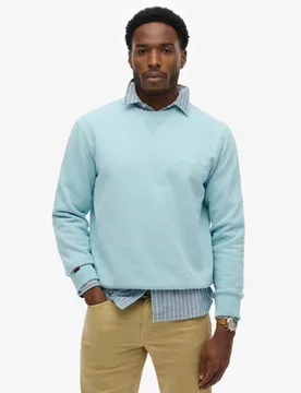 Superdry Herren Baumwolle Gesticktes Logo Essential Rundhals-Sweatshirt, Hellblau, Größe: S - 64.99 - FashionsVida
