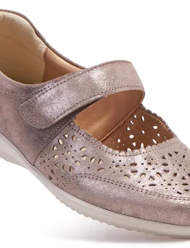 Harriet - Sale Women's Extra Wide Shoes for Swollen Feet - Gold Shimmer Punch - Size: 7½ XXW - Cosyfeet - FashionsVida