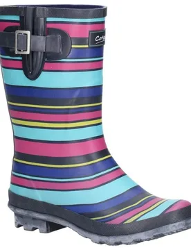 Womens/ladies Paxford Elasticated Mid Calf Wellington Boot (Multicolour/stripe) Rubber - Size Uk 3 - Cotswold - FashionsVida