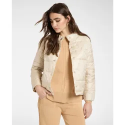 Plumífero de mujer ligero de nylon acolchado ajuste boxy con botones automáticos
