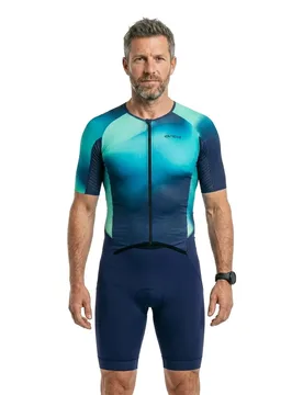 Athlex Aero Race V2 Short Sleeve Trisuit Green Print M Men - Orca - FashionsVida