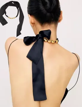 French Retro Ribbon Gold-plated Bead String Women's Collarbone Chain Fashionable Light Luxury Long Necklace for Women - Aliexpress - FashionsVida