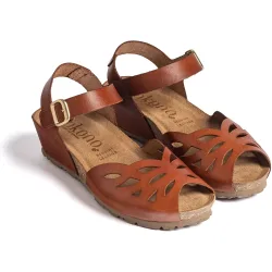 Sandalias de cuña de mujer de piel