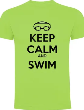 Keep Calm And Swim Short Sleeve T-shirt Light Green M Men - Kruskis - FashionsVida