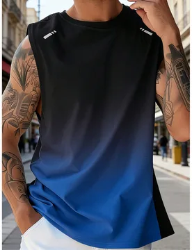 Camiseta de tirantes sin mangas con efecto degradado para hombre, para entrenamiento, fitness, running y deportes de verano M - Shein - FashionsVida