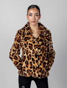 Chaqueta de mujer de pelo de weasel despinzado con cuello de solapa - De la Roca - FashionsVida