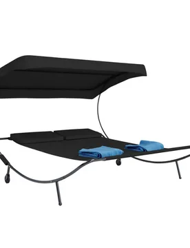 Doppelliege Gartenliege "Bindox" Schwarz - VCM - FashionsVida