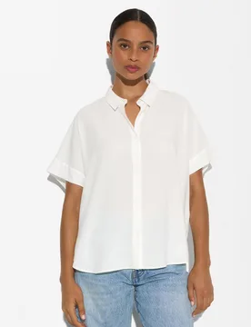 Camisa de mujer de manga corta en liso - Parfois - FashionsVida