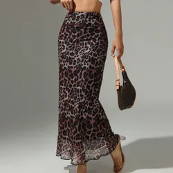 Falda informal con estampado de leopardo, minimalista y de moda para el día a día M