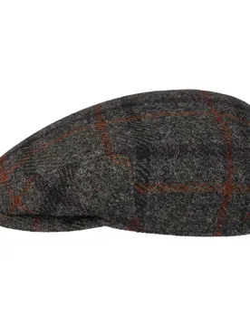 Kent Harris Tweed Check Flat Cap by - anthracite - Size: 57 cm - Stetson - FashionsVida