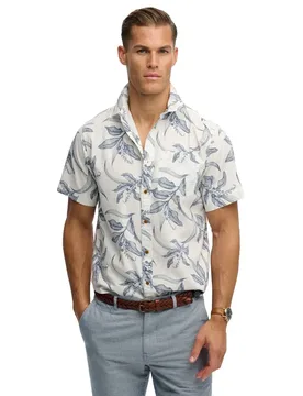 Camicia A Maniche Corte Vintage Loom Canna Leaves China Blue 2XL - Superdry - FashionsVida
