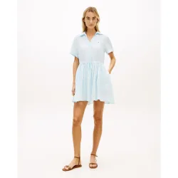 Vestido corto en lino con manga corta