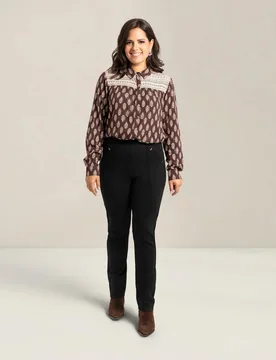 Legging basico cinco bolsillos y detalle de strass - October - FashionsVida
