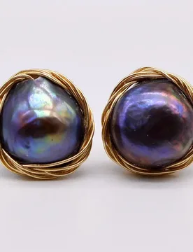 Women's Black Natural Freshwater Pearl Stud Earrings Authentic Baroque Handmade Jewelry Free Shipping - Aliexpress - FashionsVida