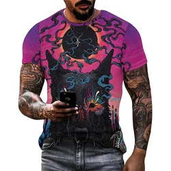 Spring and summer retro design, men's 3D printed short-sleeved T-shirt, soft and comfortable, lightweight and breathable