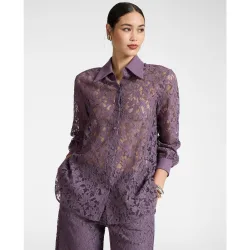 Camisa de mujer de encaje cierre con botones y mangas largas