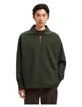 Felpa relax aron ls half zip sweat - deep forest - Selected - FashionsVida